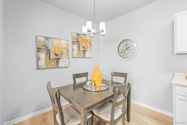 dining room featuring light hardwood / wood-style flooring and a notable chandelier