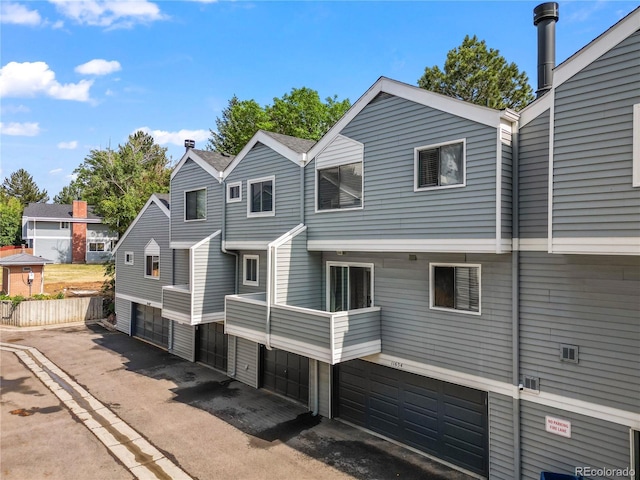 exterior space with a garage