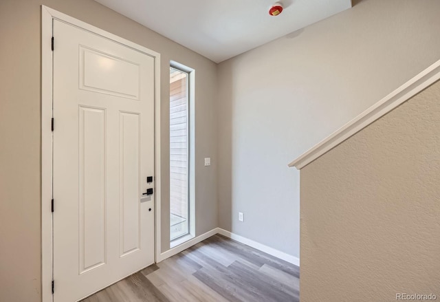 entryway with light wood-type flooring