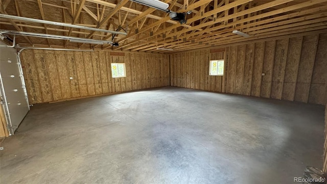 garage with a garage door opener