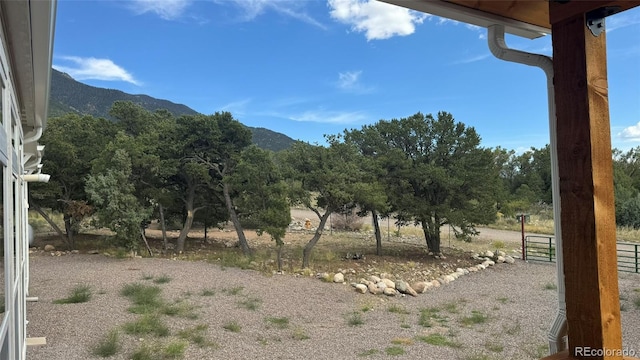 view of mountain feature with a rural view