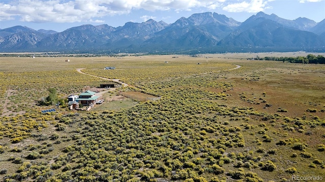 drone / aerial view with a mountain view