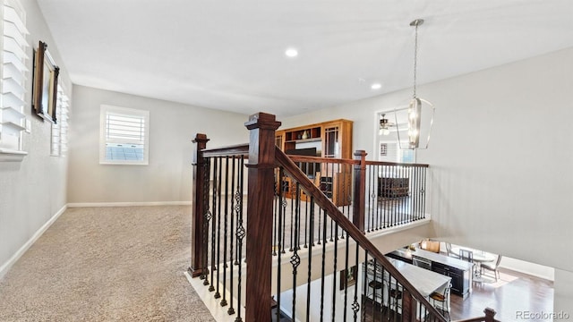 stairs with carpet floors