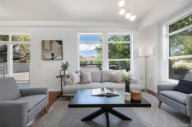 10184 Park Meadows Dr Unit 1102, Lone Tree, CO 80124 - living area with wood finished floors and baseboards