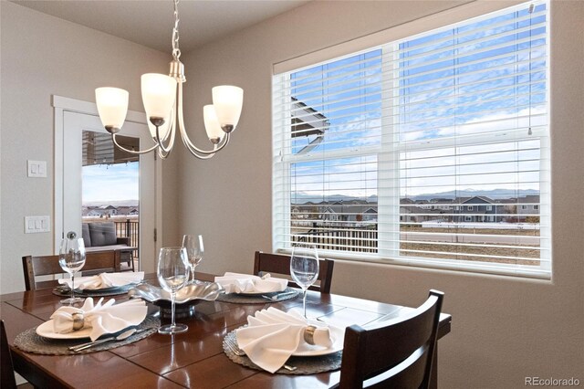 dining area with a notable chandelier