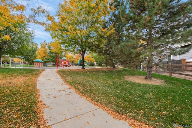 exterior space featuring a playground