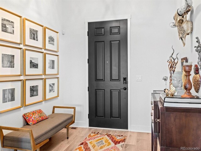 entryway with light wood-type flooring