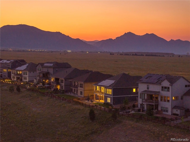 property view of mountains with a residential view