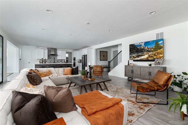 living room featuring light hardwood / wood-style floors