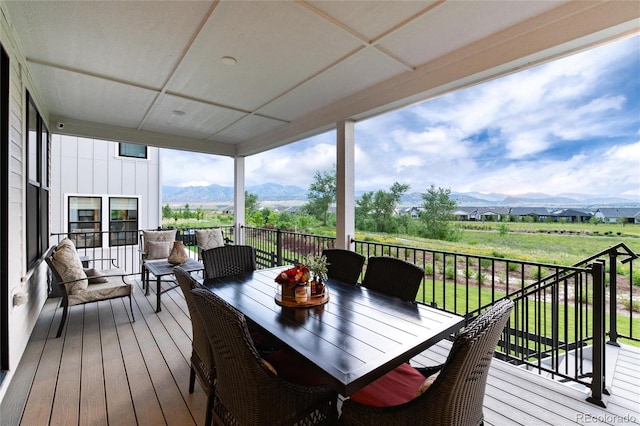 deck featuring a mountain view