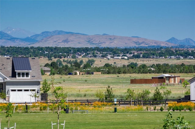 mountain view featuring a rural view