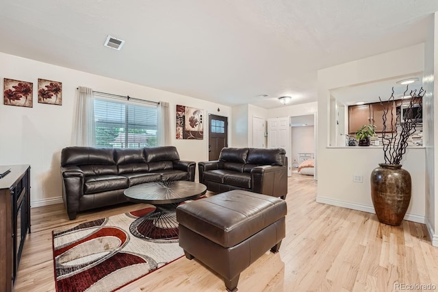 living room featuring light wood-type flooring