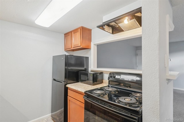 kitchen featuring black appliances