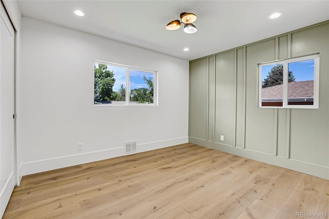 unfurnished bedroom with light hardwood / wood-style flooring