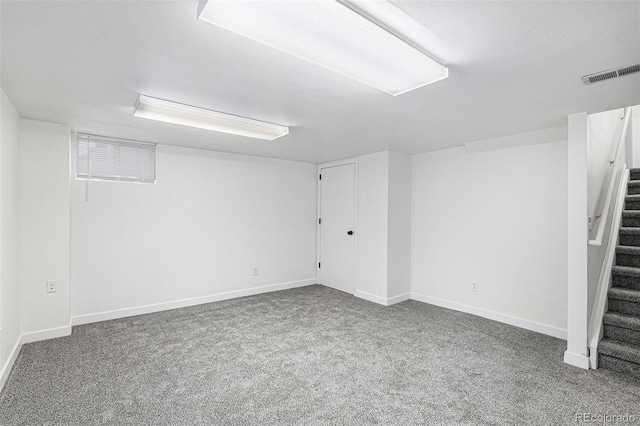 5068 E Crestone Ave, Castle Rock, CO 80104 - finished basement featuring stairway, carpet, and baseboards
