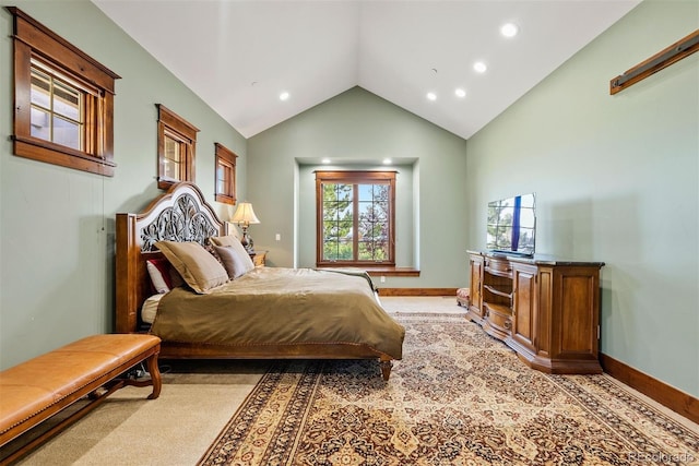 2480 Castle Butte Dr, Castle Rock, CO 80109 - bedroom featuring lofted ceiling, recessed lighting, and baseboards