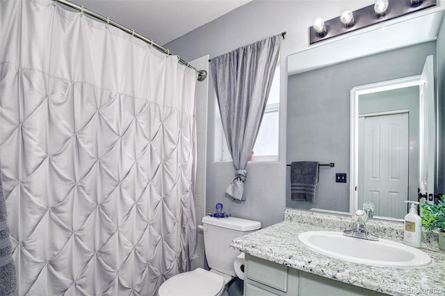 1156 White Stone Way, Fountain, CO 80817 - bathroom featuring vanity, toilet, and a shower with curtain