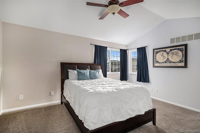 13118 Ash St, Thornton, CO 80241 - bedroom featuring carpet floors, lofted ceiling, and ceiling fan