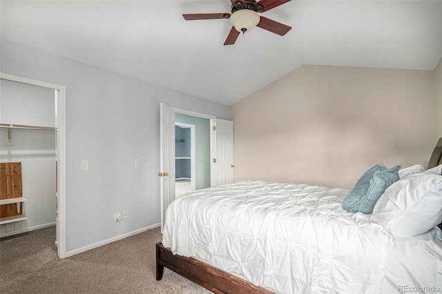 13118 Ash St, Thornton, CO 80241 - bedroom with a spacious closet, carpet floors, lofted ceiling, and ceiling fan