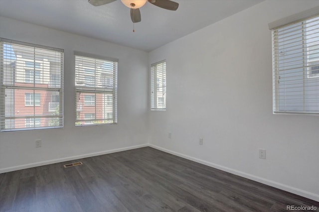 9520 Halstead, Lone Tree, CO 80124 - empty room featuring a ceiling fan, dark wood-type flooring, and baseboards