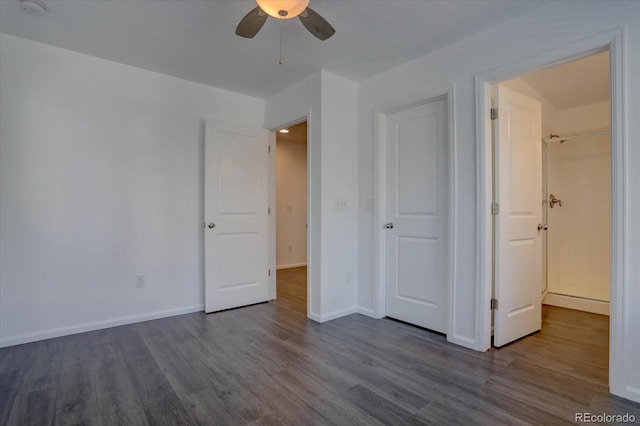9520 Halstead, Lone Tree, CO 80124 - unfurnished bedroom with dark wood finished floors, baseboards, and ceiling fan