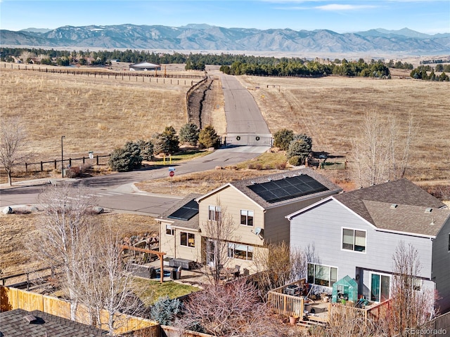 aerial view with a mountain view and a rural view