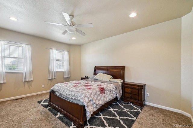 bedroom featuring carpet and ceiling fan