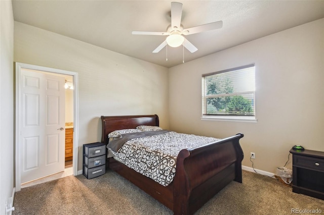 bedroom with carpet flooring and ceiling fan