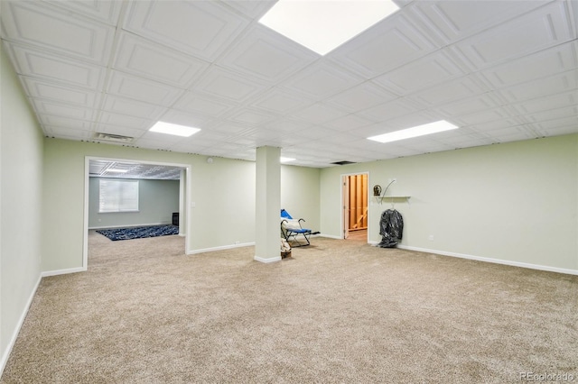 basement with carpet floors