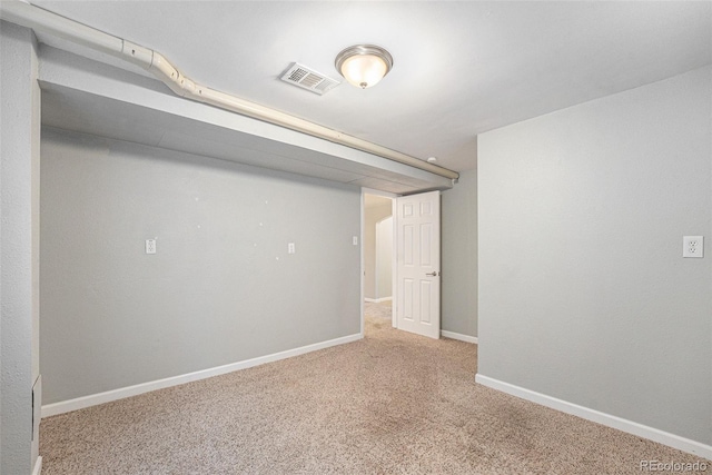 basement featuring carpet floors