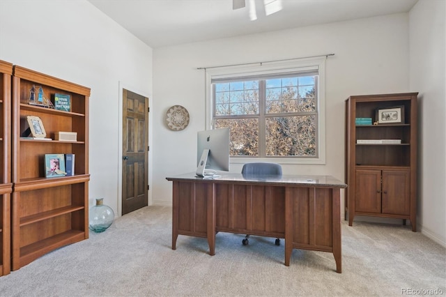 view of carpeted home office