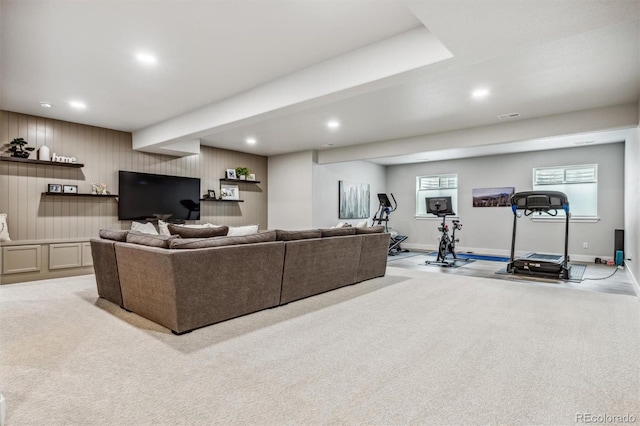 8890 S Quatar Ct, Aurora, CO 80016 - living room with carpet floors, recessed lighting, and baseboards