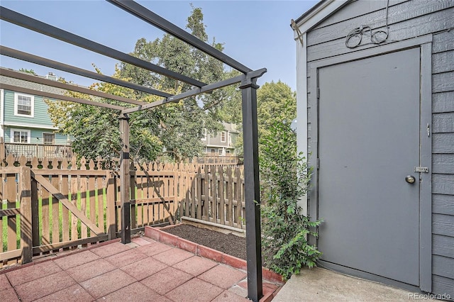 view of patio featuring a pergola