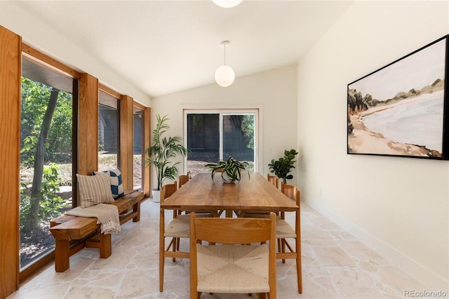 6097 S Jackson St, Centennial, CO 80121 - dining space with stone floors and vaulted ceiling
