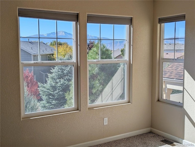 interior space featuring a mountain view