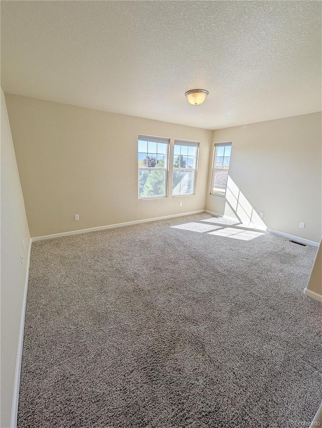 spare room with carpet floors and a textured ceiling