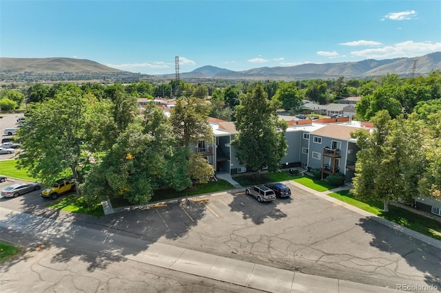 drone / aerial view with a mountain view