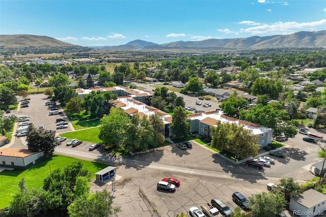 birds eye view of property with a mountain view