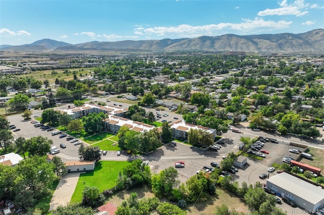 bird's eye view with a mountain view