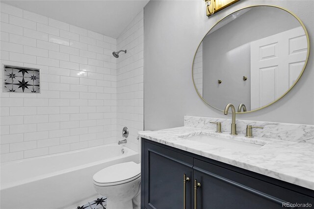 5373 S Prescott St, Littleton, CO 80120 - bathroom with toilet, vanity, and bathing tub / shower combination