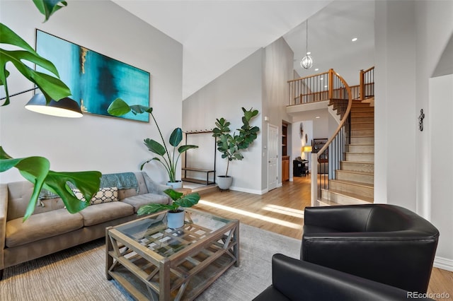 living room with hardwood / wood-style floors