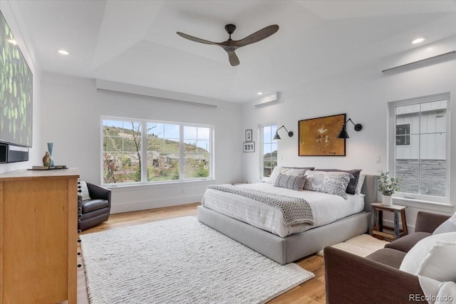 15116 Lyons Ridge Dr, Morrison, CO 80465 - bedroom featuring recessed lighting, a ceiling fan, and light wood finished floors