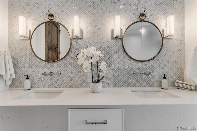 15116 Lyons Ridge Dr, Morrison, CO 80465 - full bathroom with a sink, tile walls, and tasteful backsplash
