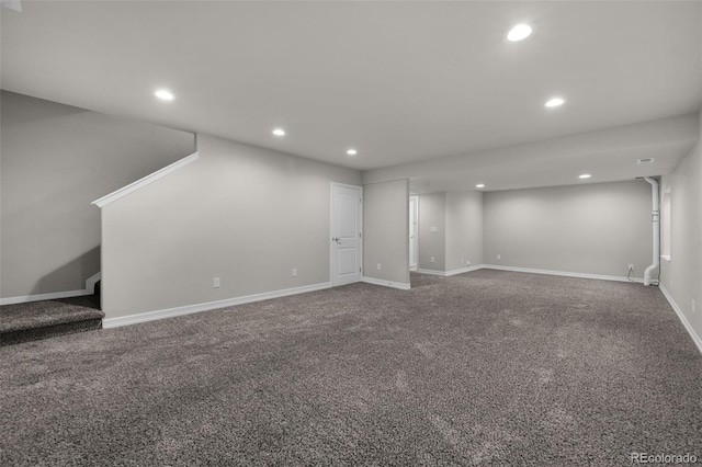 basement with carpet floors