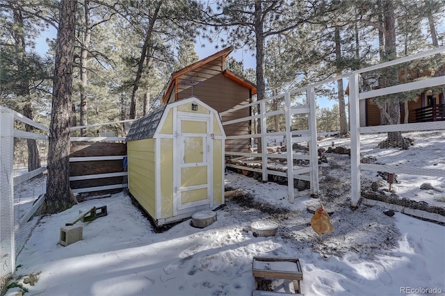 view of snow covered structure