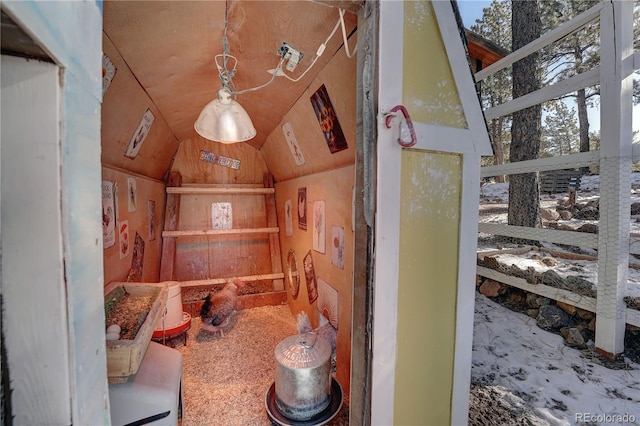 bathroom with vaulted ceiling