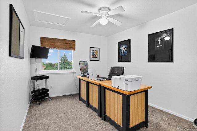 5337 S Ukraine Way, Aurora, CO 80015 - office space featuring light colored carpet, attic access, and ceiling fan