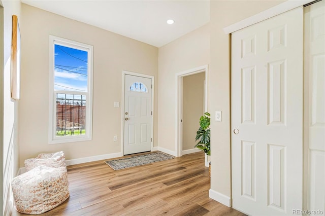 entryway with light wood-type flooring