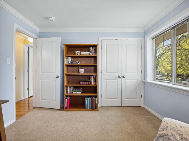 746 Birch St, Denver, CO 80220 - interior space with baseboards, ornamental molding, and a closet