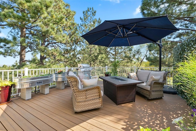 deck featuring outdoor lounge area